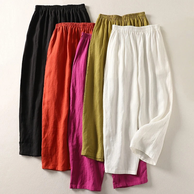 Elise — Pantalon fluide en coton et lin
