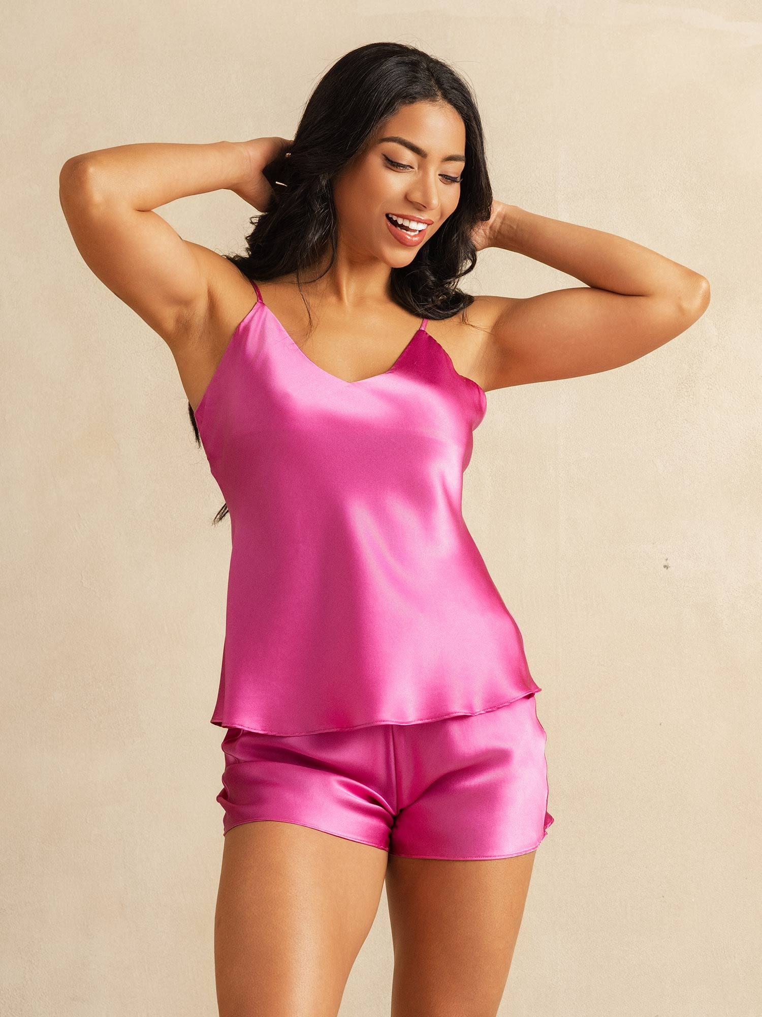 Ensemble de Camisole à Bretelles Spaghetti en Soie Pure 2Pcs