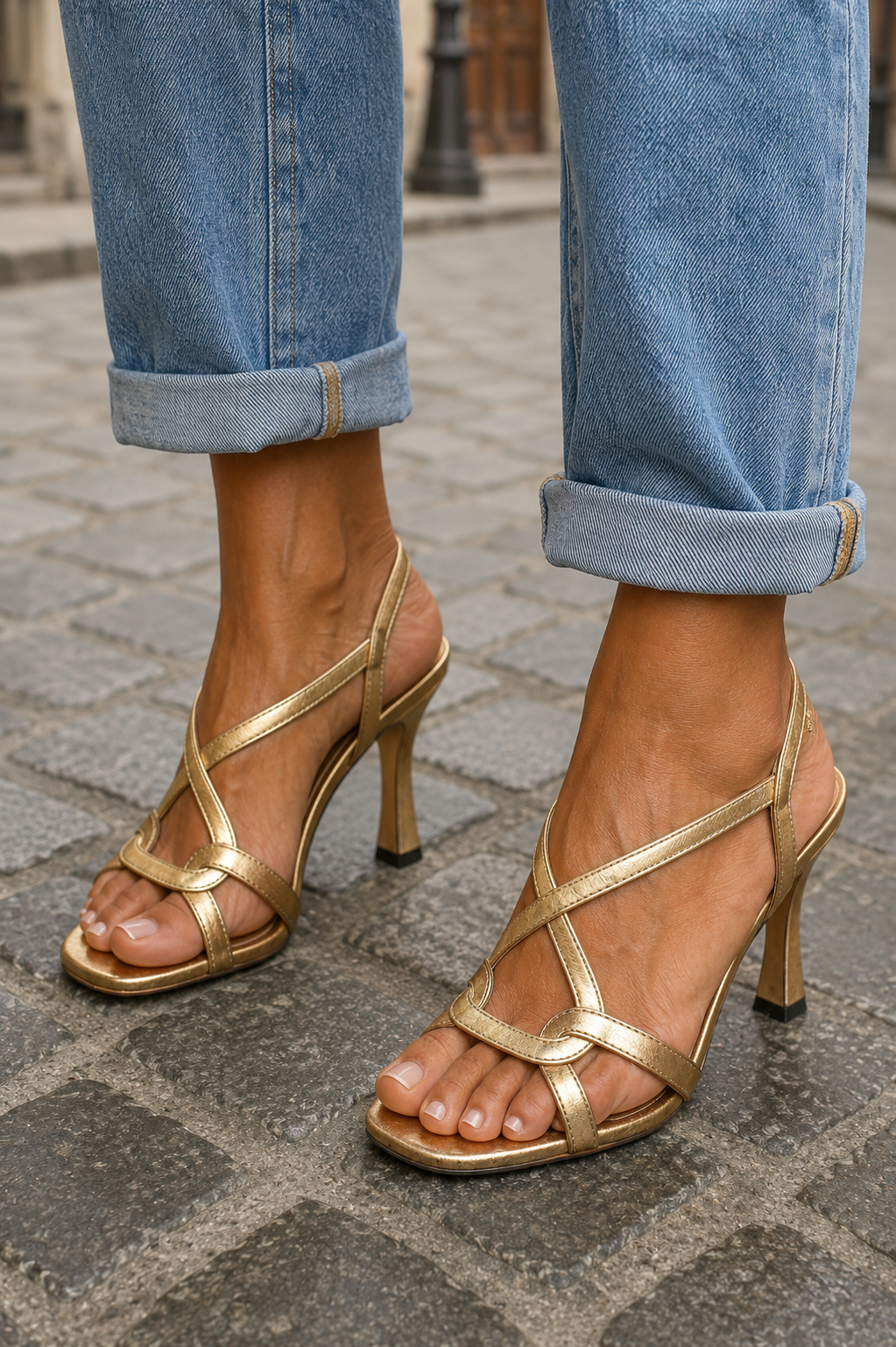 Cassandre | Sandales à talons Golden Summer Charm