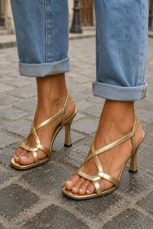 Cassandre | Sandales à talons Golden Summer Charm