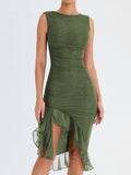 Robe midi élégante à volants