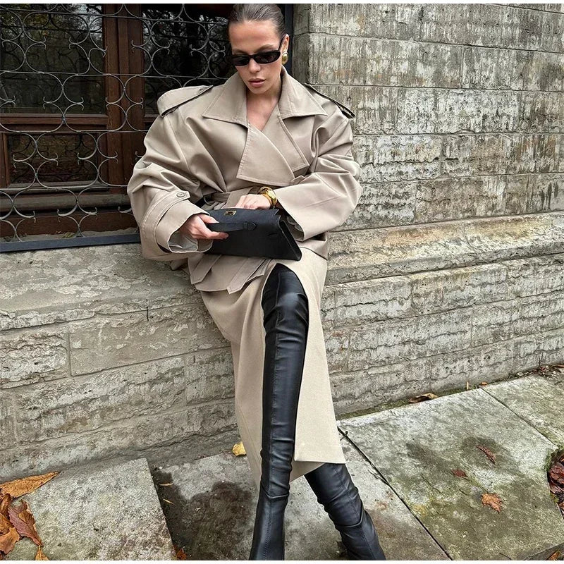 Trench-coat court à ceinture pour femme