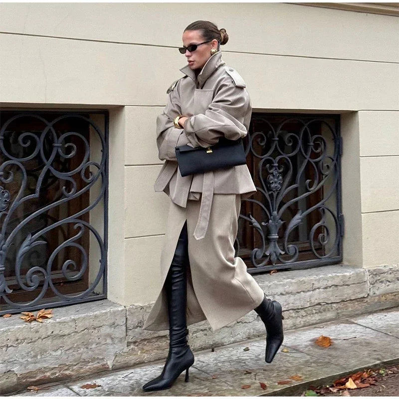 Trench-coat court à ceinture pour femme