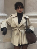 Trench-coat court à ceinture pour femme