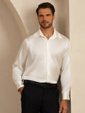 Chemise De Bureau Classique En Soie 19Momme À Manches Longues Col Revers Pour Homme