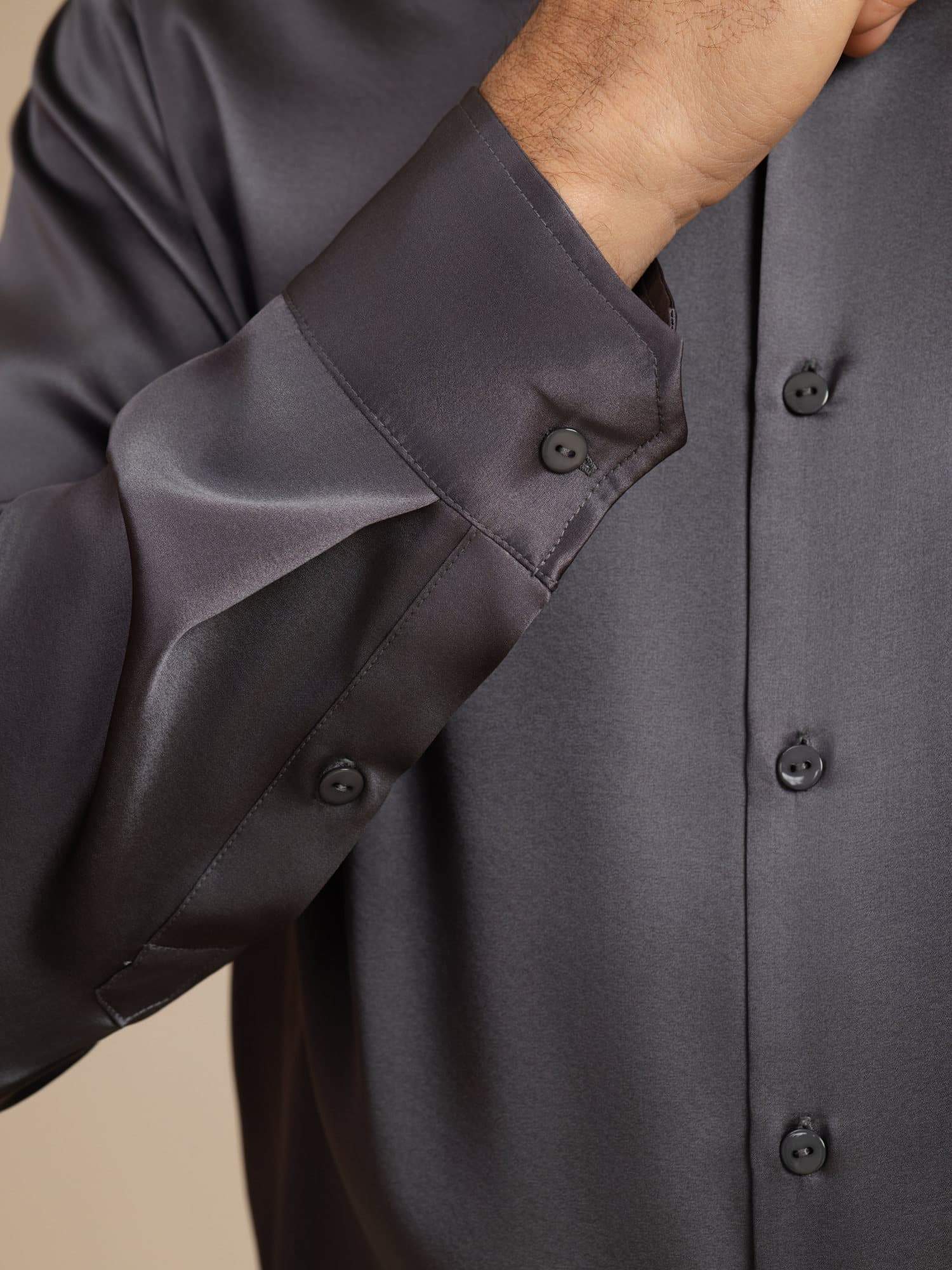 Chemise De Bureau Classique En Soie 19Momme À Manches Longues Col Revers Pour Homme