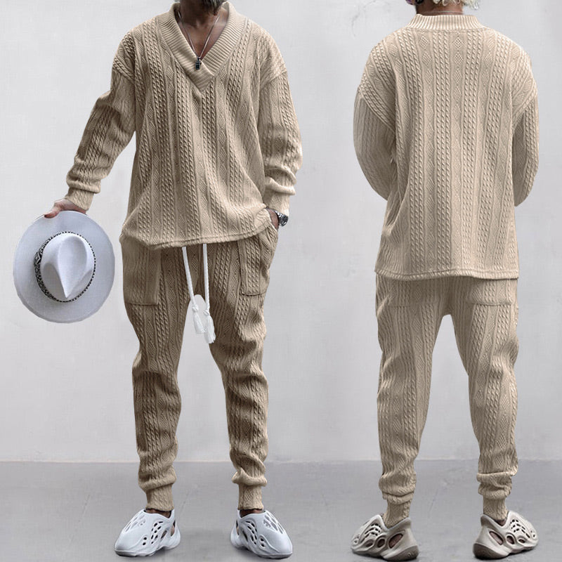 💥 Arrive aujourd'hui sans frais de livraison 💥 Ensemble 2 pièces pour homme composé d'un sweat-shirt baggy avec col en V et d'un pantalon de jogging