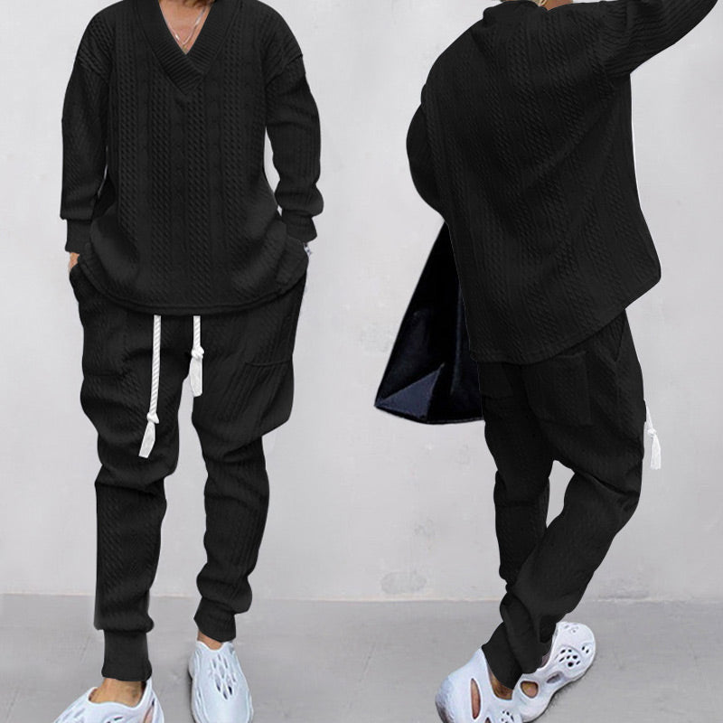 💥 Arrive aujourd'hui sans frais de livraison 💥 Ensemble 2 pièces pour homme composé d'un sweat-shirt baggy avec col en V et d'un pantalon de jogging