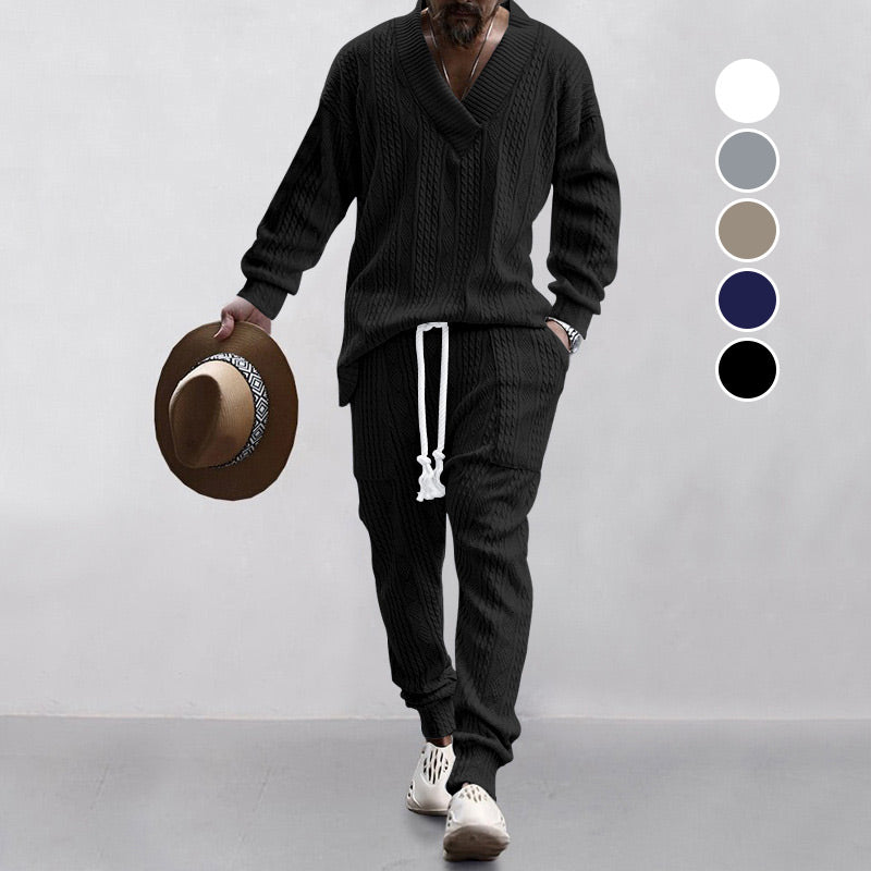 💥 Arrive aujourd'hui sans frais de livraison 💥 Ensemble 2 pièces pour homme composé d'un sweat-shirt baggy avec col en V et d'un pantalon de jogging