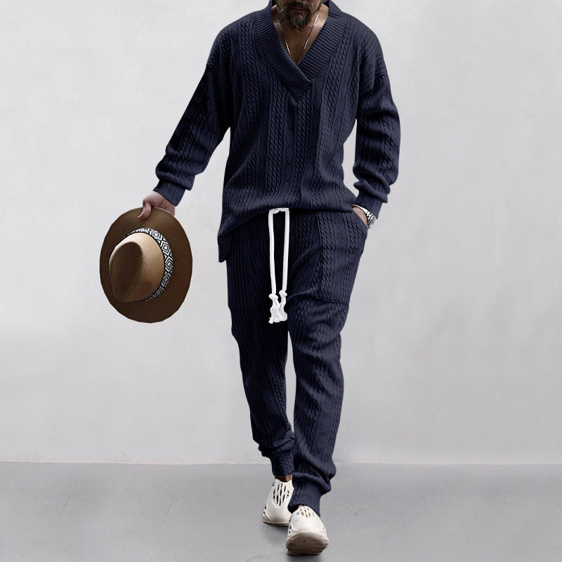 💥 Arrive aujourd'hui sans frais de livraison 💥 Ensemble 2 pièces pour homme composé d'un sweat-shirt baggy avec col en V et d'un pantalon de jogging