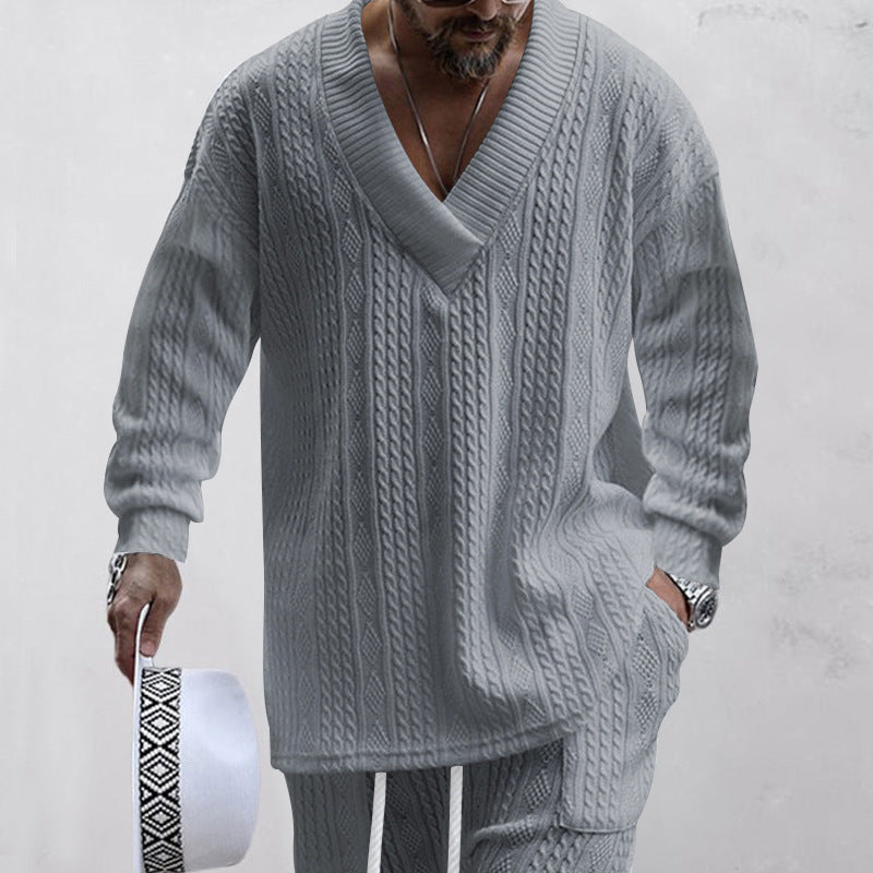💥 Arrive aujourd'hui sans frais de livraison 💥 Ensemble 2 pièces pour homme composé d'un sweat-shirt baggy avec col en V et d'un pantalon de jogging