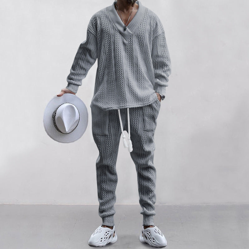 💥 Arrive aujourd'hui sans frais de livraison 💥 Ensemble 2 pièces pour homme composé d'un sweat-shirt baggy avec col en V et d'un pantalon de jogging