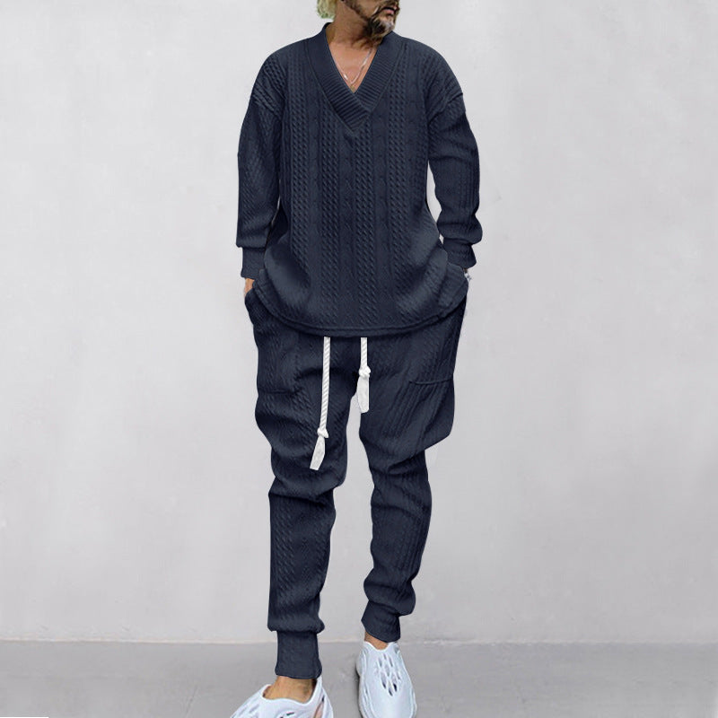 💥 Arrive aujourd'hui sans frais de livraison 💥 Ensemble 2 pièces pour homme composé d'un sweat-shirt baggy avec col en V et d'un pantalon de jogging
