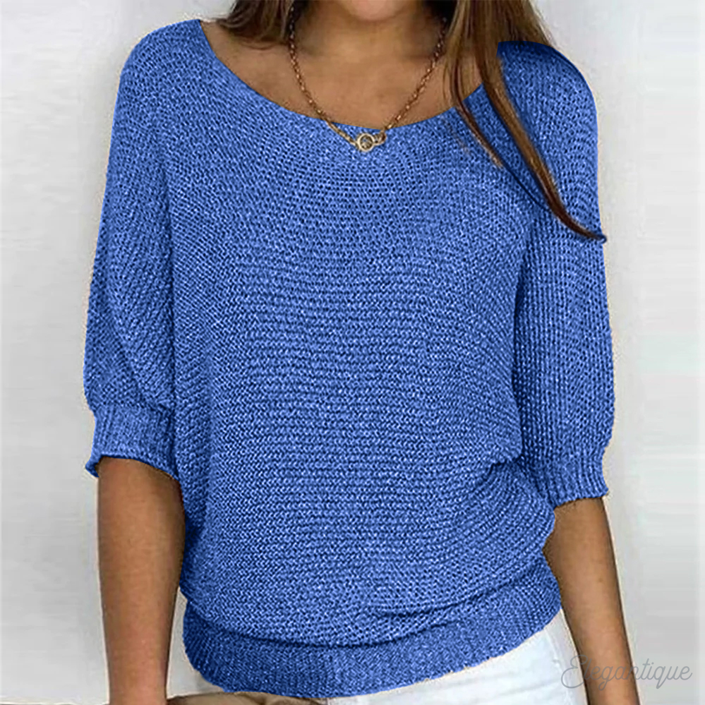 Léa Pull Doux en Maille Col Bateau