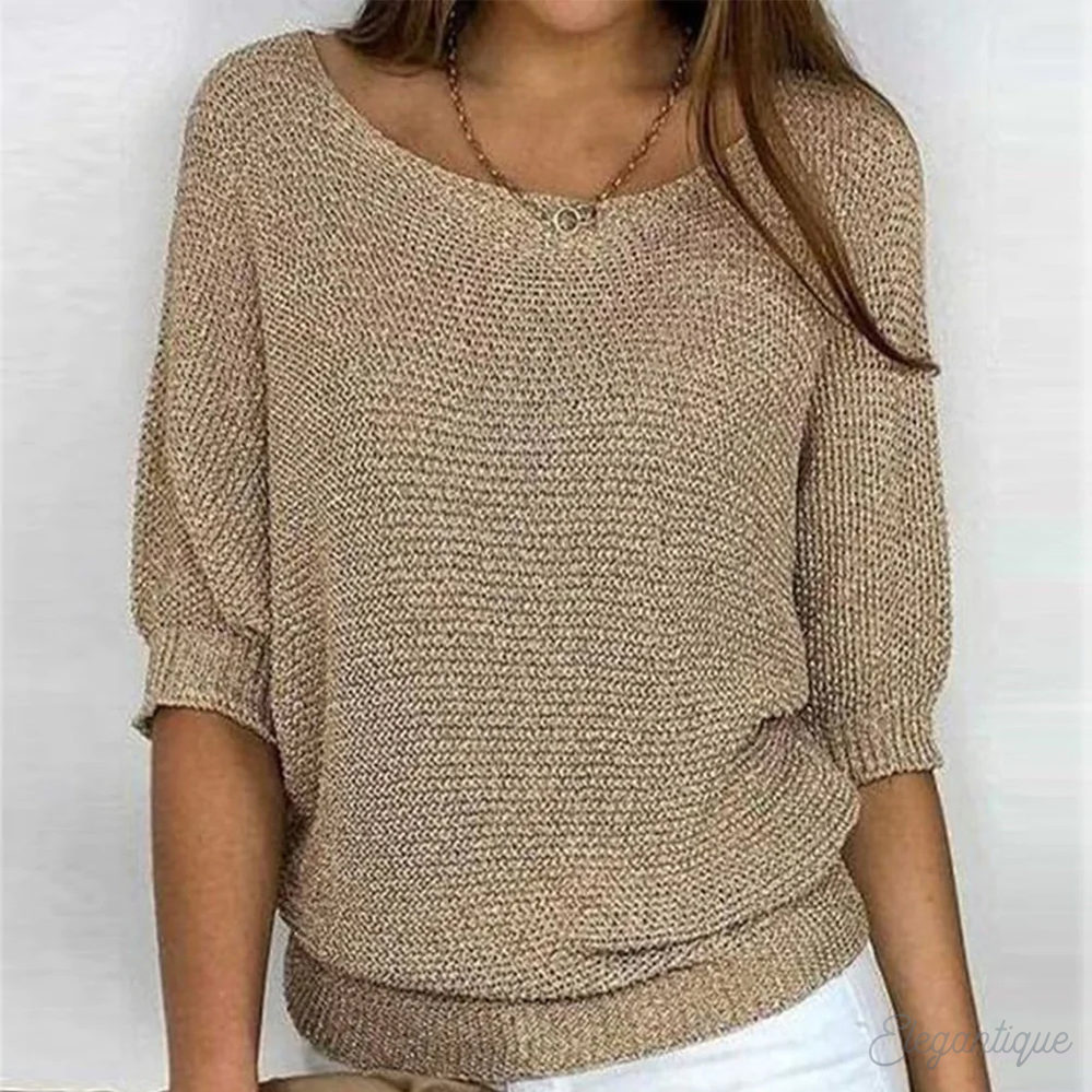 Léa Pull Doux en Maille Col Bateau