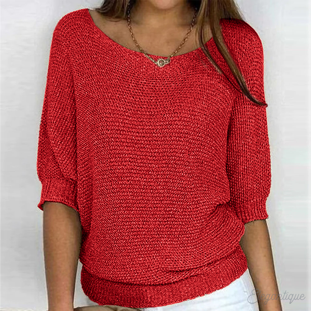 Léa Pull Doux en Maille Col Bateau